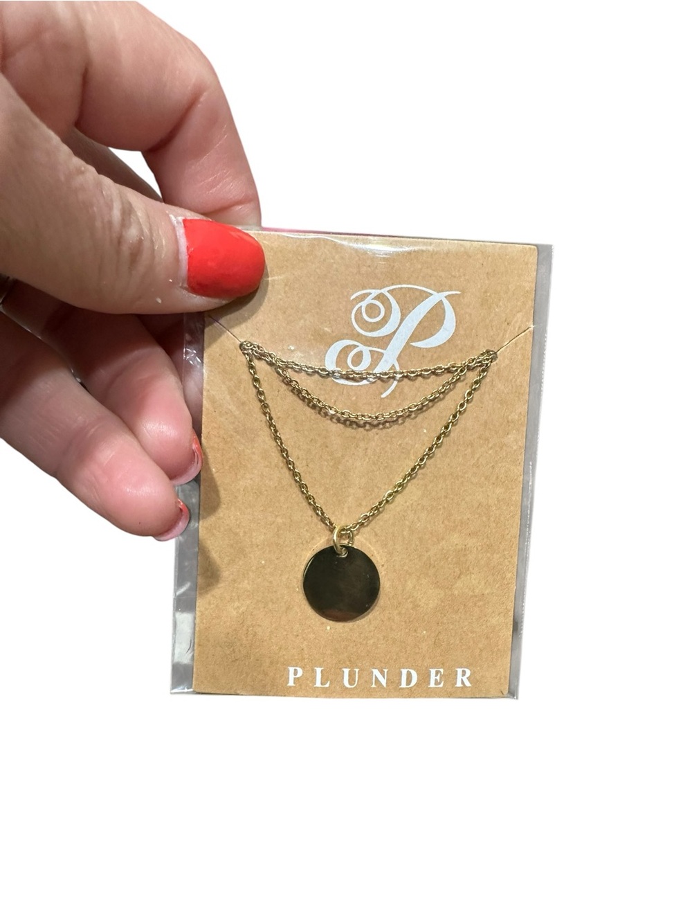 Plunder Gold Layered Disc Necklace with Two Chains - Picture 1 of 1